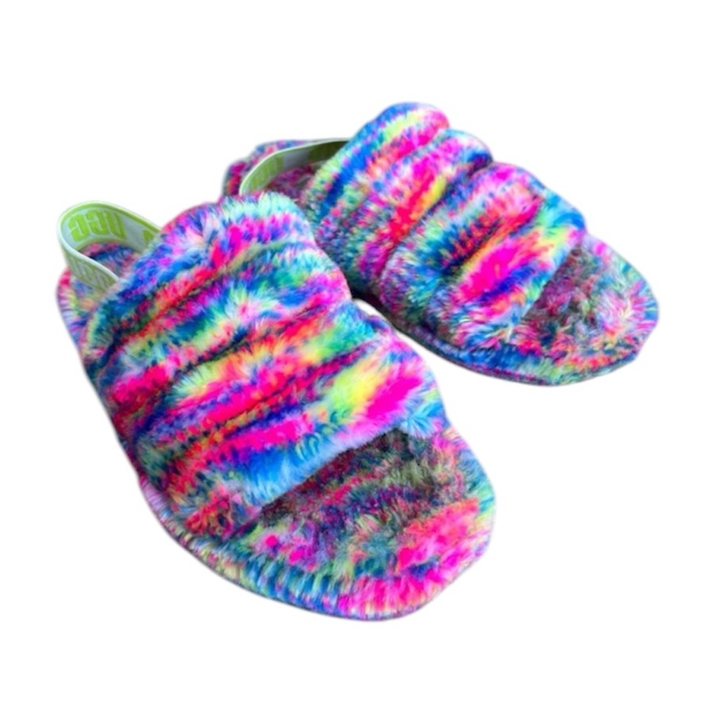 UGG Kids Fluff Yeah Pixelate Slipper Sz 4